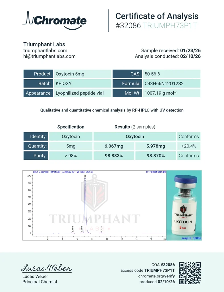 Oxytocin 5mg Certificate of Analysis